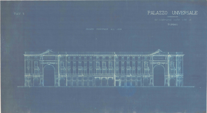 Enrico Petiti, Palazzo Universale, da costruirsi nella città di Torino, corso Siccardi, prospetto, s.d.