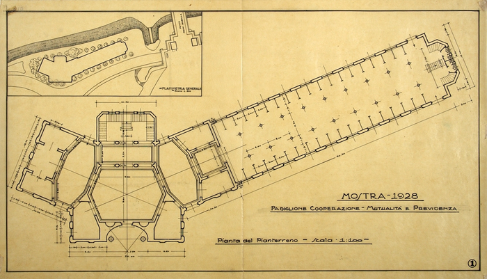 MOSTRA 1928/PADIGLIONE COOPERAZIONE - MUTUALITA' E PREVIDENZA, Pianta del Pianterreno