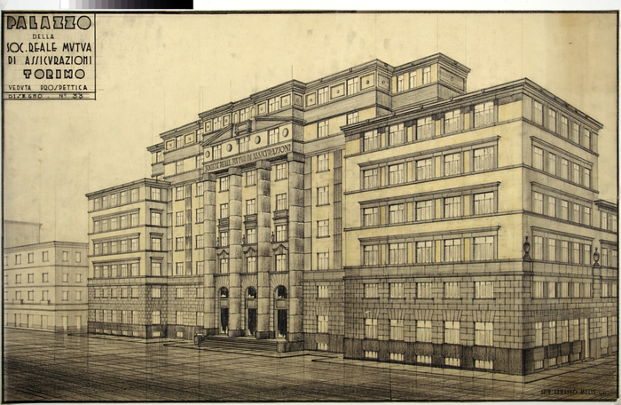 PALAZZO/DELLA/SOC. REALE MUTUA/DI ASSICURAZIONI/TORINO, Veduta prospettica