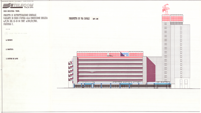 Studio Rosani, sede Telecom di corso Inghilterra a Torino, prospetto