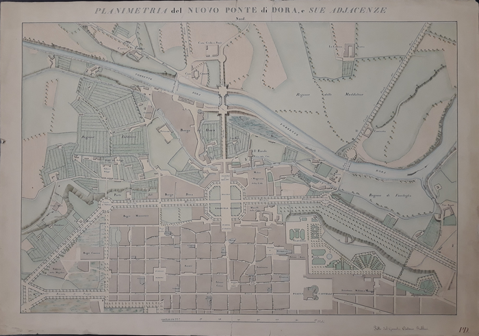 Antonio Rabbini, Planimetria del Nuovo Ponte di Dora e sue Adjacenze, s.d.