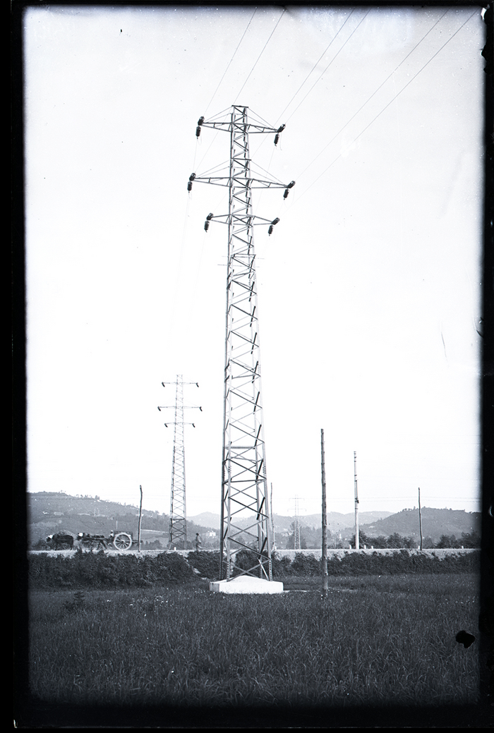 SNOS, pali a traliccio sulla linea del Regio Parco, Torino, 1924