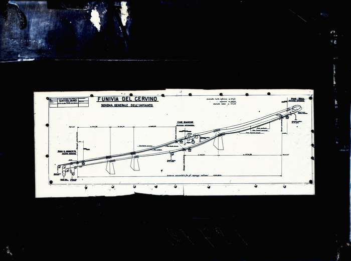 SNOS, Schema generale dell’impianto di funivia del Cervino, riproduzione disegni, s.d.