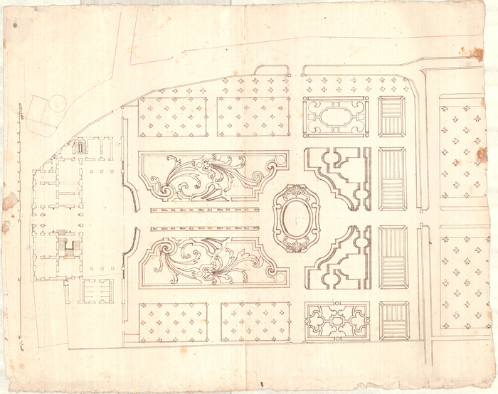 Palazzo e giardino dei Conti Coardi di Carpenetto, s.d., scala grafica, penna a inchiostro su carta.