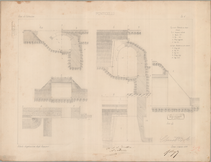 Colonnetti Alcibiade,  Costruzioni: Ponticelli. Tav.6 , 3/03/1879