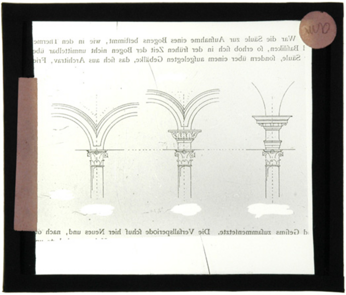 Paolo Verzone, Non identificato, architettura romana, particolare capitelli, disegno