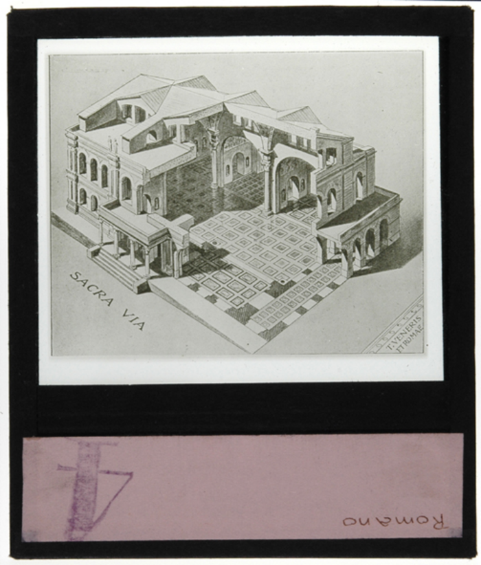 Paolo Verzone, Roma, Domus Aurea, disegno, spaccato assonometrico, Tempio di Venere e Roma