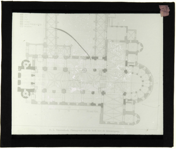 Paolo Verzone, Belgio, Bruges, Onze Lieve Vrouwekerk, interno, pianta, disegno